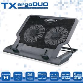 TX ERGODUO 14CM LED FAN 5xYUKSEKLIK 2xUSB 11  17  NOTEBOOK SOGUTUCU SIYAH STAND