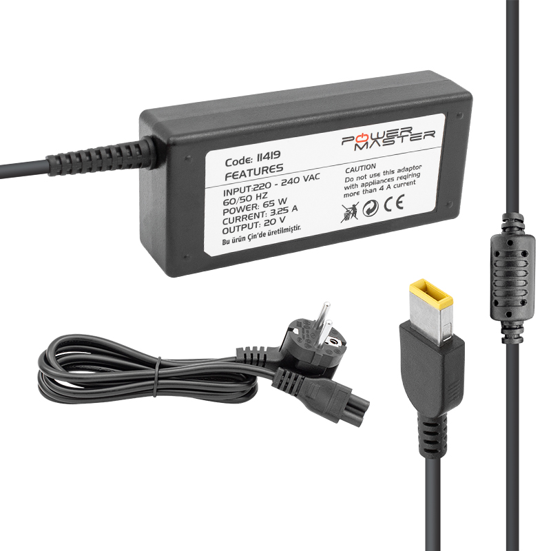 NOTEBOOK ADAPTÖR PM-11419 IBM LENOVO 20V/3.25A USB TİP UÇ POWERMASTER